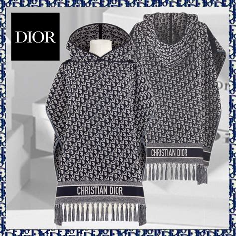 christian dior poncho with hood|Dior oblique hooded poncho.